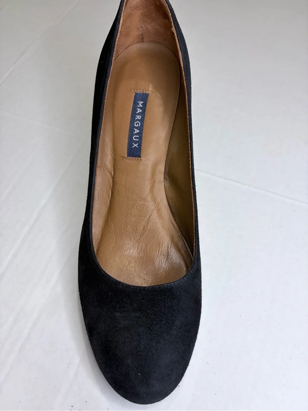 Margaux The Heel Black Suede Block Sz 8.5 EU 38.5 Handmade Spain Quiet Luxury